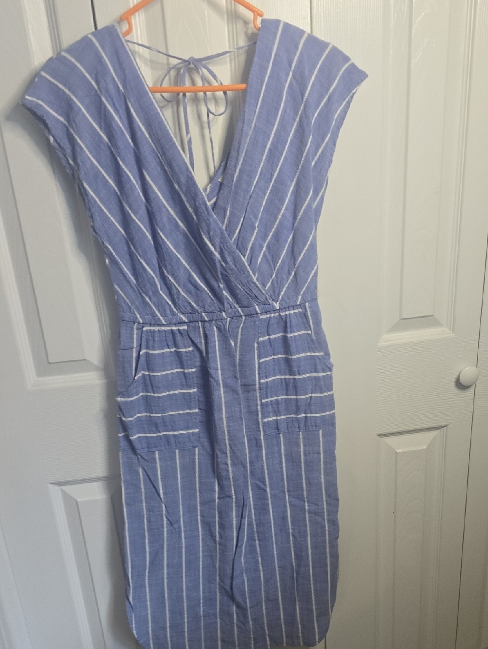 Universal Thread Blue and White Striped Tie-Back Dress